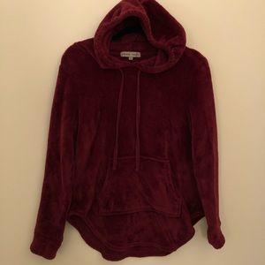 Absolutely Famous Fuzzy Hoodie Sweatshirt Fuchsia Drawstring Women’s Size Medium